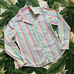 White Label Lilly Pulitzer • Colorful Striped Button Up Shirt • Size 6 Small
